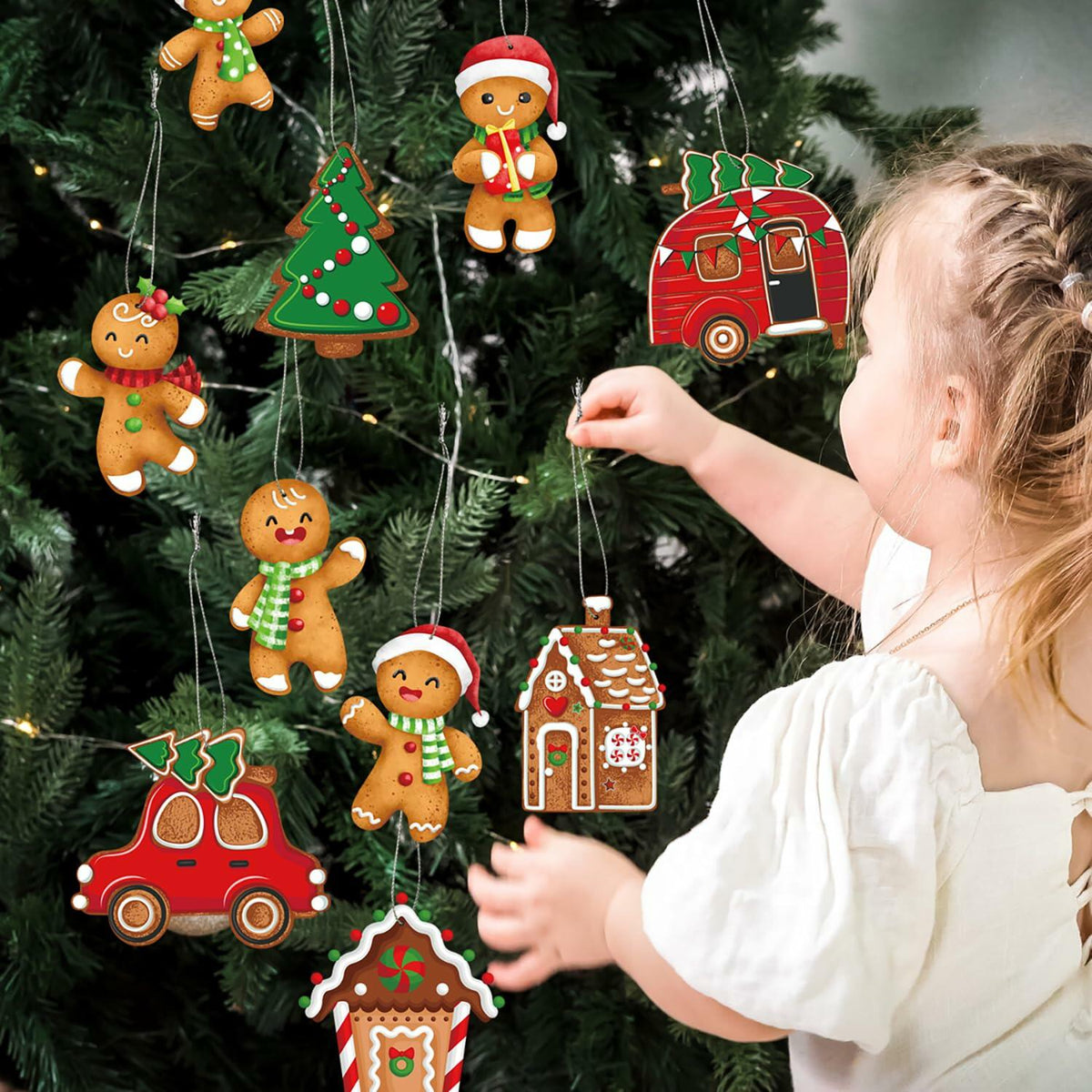 12pcs Gingerbread Man Christmas Tree Ornaments Cute Xmas Decor Accessories
