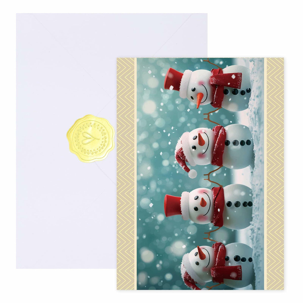 CareGifts Christmas Snowman Card 6x8 Inch 1 PCS with Envelopes Stickers