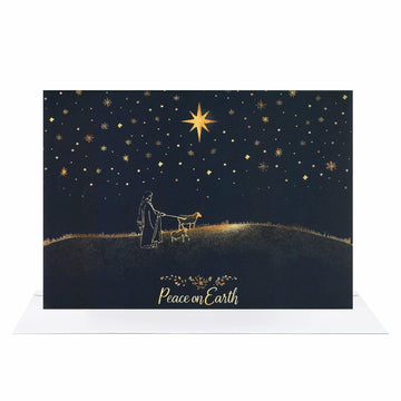 CareGifts Religious Christmas Card Gold Foil Peace on Earth 6x8 Inch 1 PC