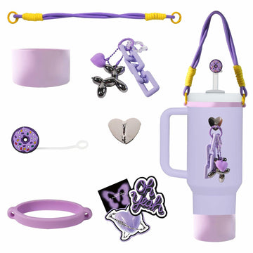 Stanley Cup Accessories Set Silicone Boot Handle Strap Straw Cover Charms