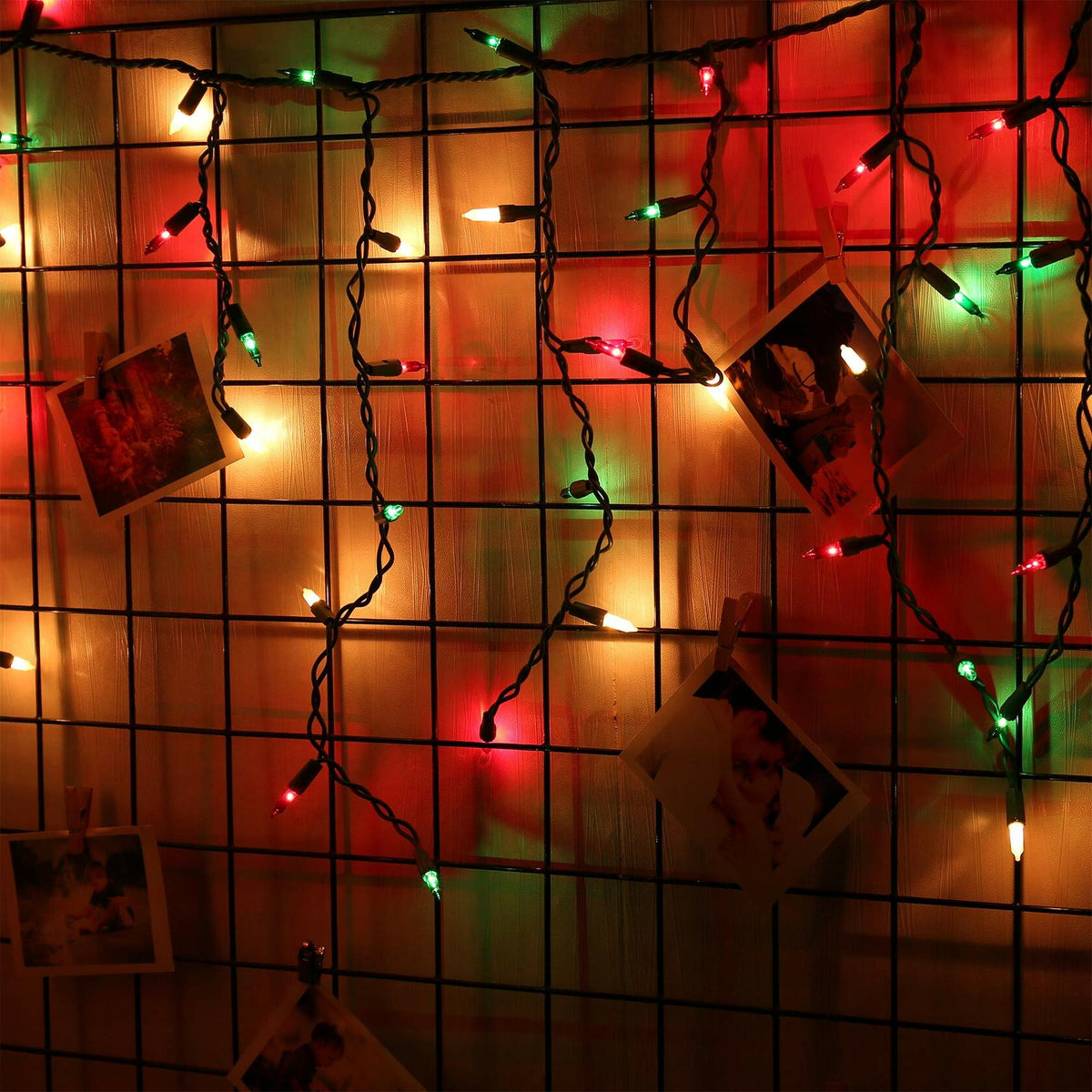 RECESKY Christmas Icicle Curtain Lights 7.7ft 100 Multi Color Indoor Outdoor