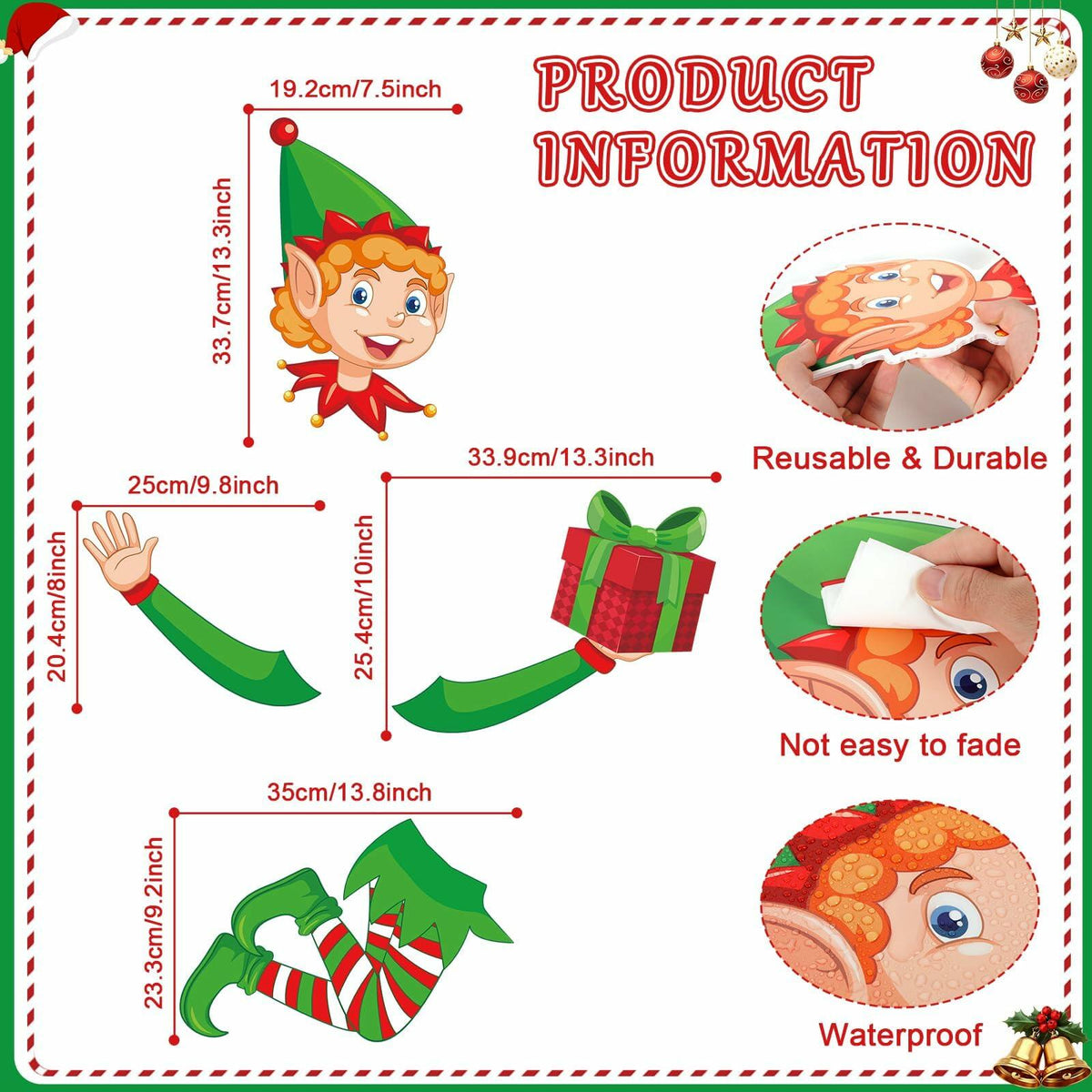 Lonfliness Elf Christmas Tree Topper 4pcs Xmas Holiday Decor Set