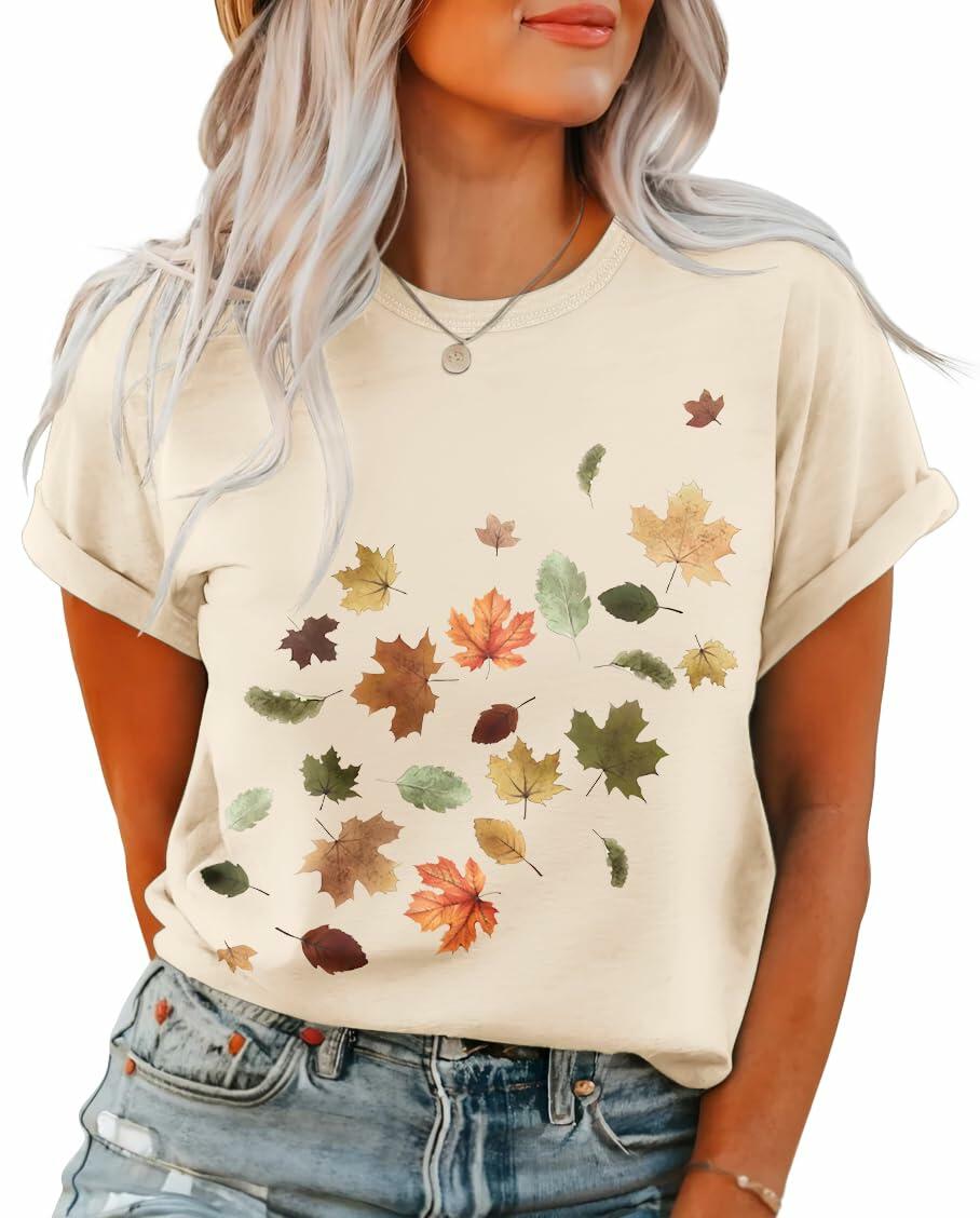 Inber Women's Crewneck Boho Wildflowers Graphic T-Shirt Size S