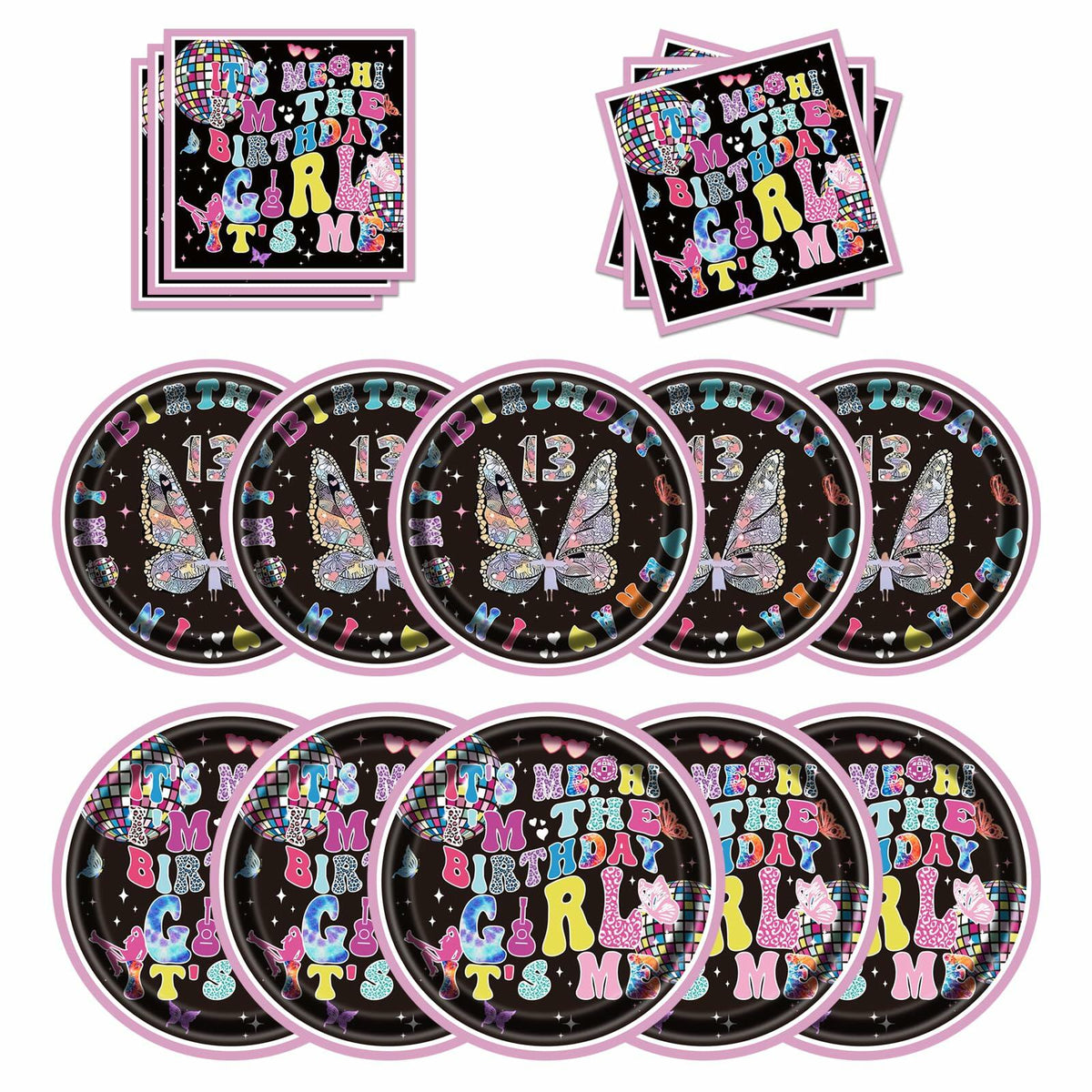 Its Me Birthday Girl Tableware Plates Napkins Party Supplies Pink 24 Count