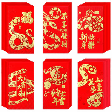 Marspark 36pcs 2025 Lunar Snake Year Red Envelopes Lucky Money Red