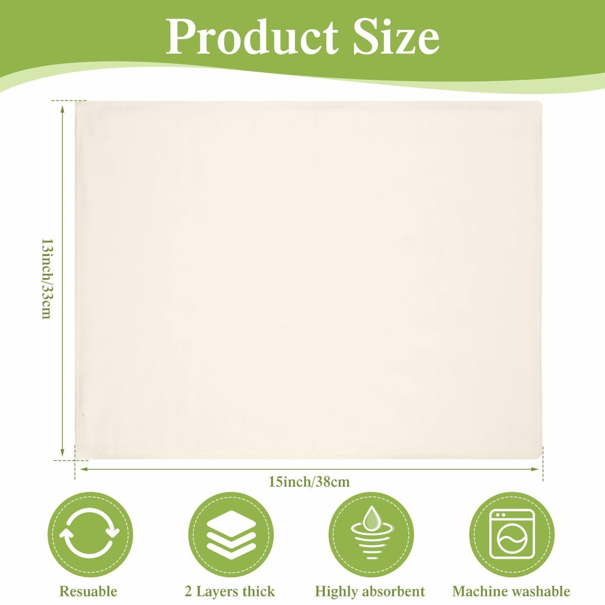 Tingjoo Organic Cotton Flannel Castor Oil Wrap 24 Pcs 15x13 Unbleached