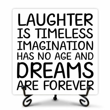 Funny Desk Decor Laughter is Timeless Sign Home Office 5x5 Inches