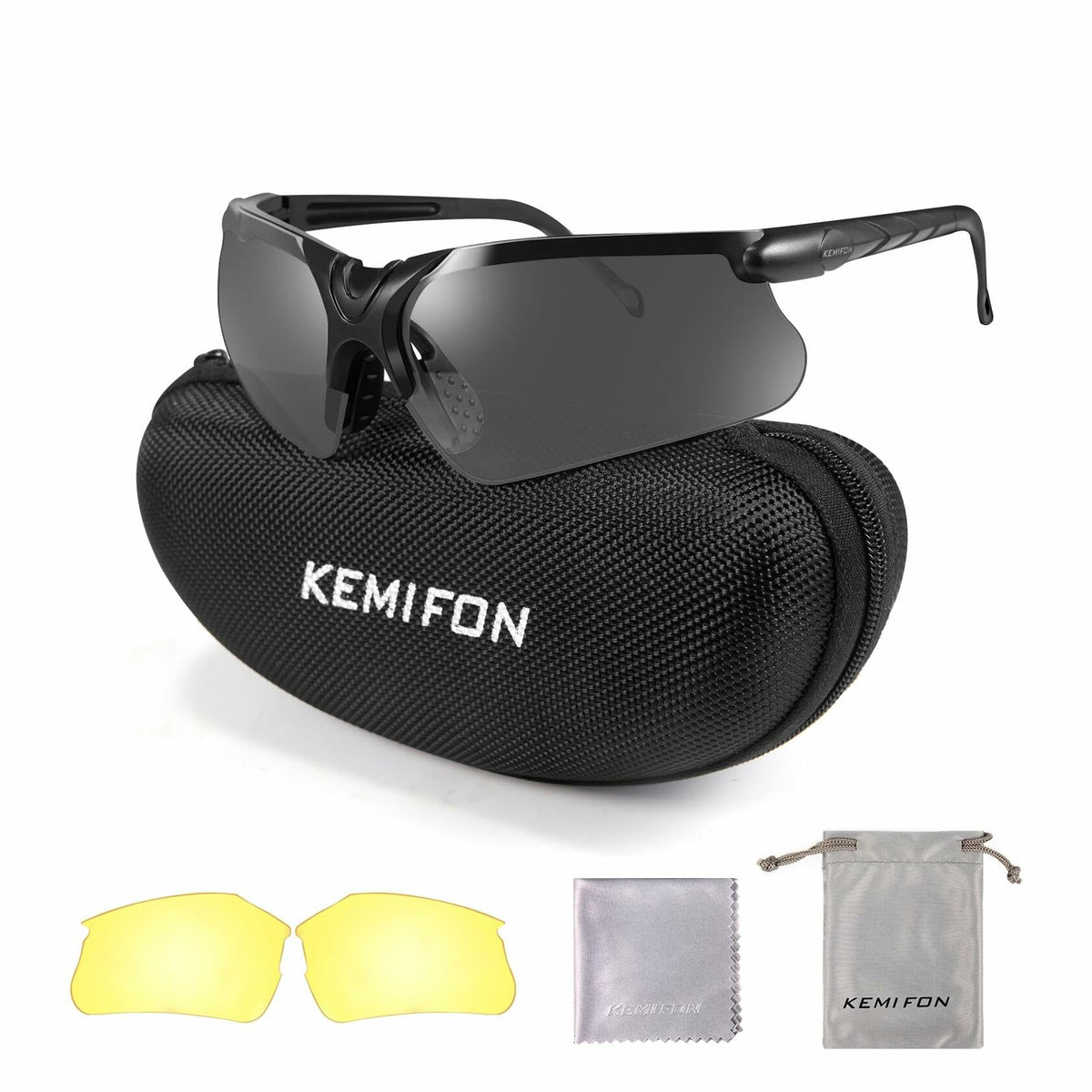 KEMIFON Shooting Safety Glasses Anti Fog Tactical Ballistic Grey Yellow Lenses