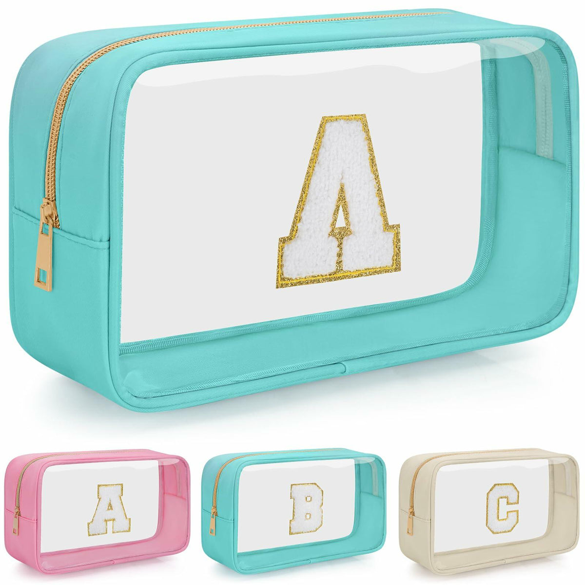 WELIDAY Personalized Initial Letter Makeup Bag V Green