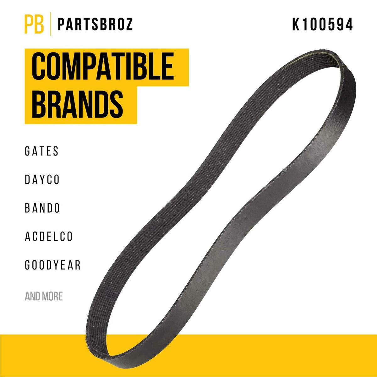 PartsBroz K061360 Micro-V Serpentine Drive Belt Compatible with Gates Black