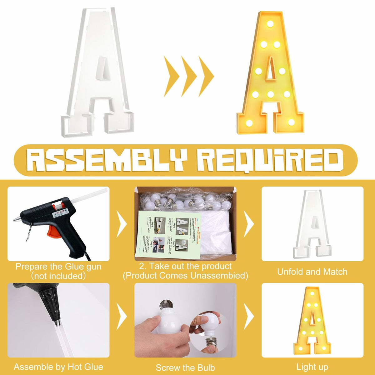 Foaky 3FT Marquee Light Up Letter R Party Decor Foam Board Kit