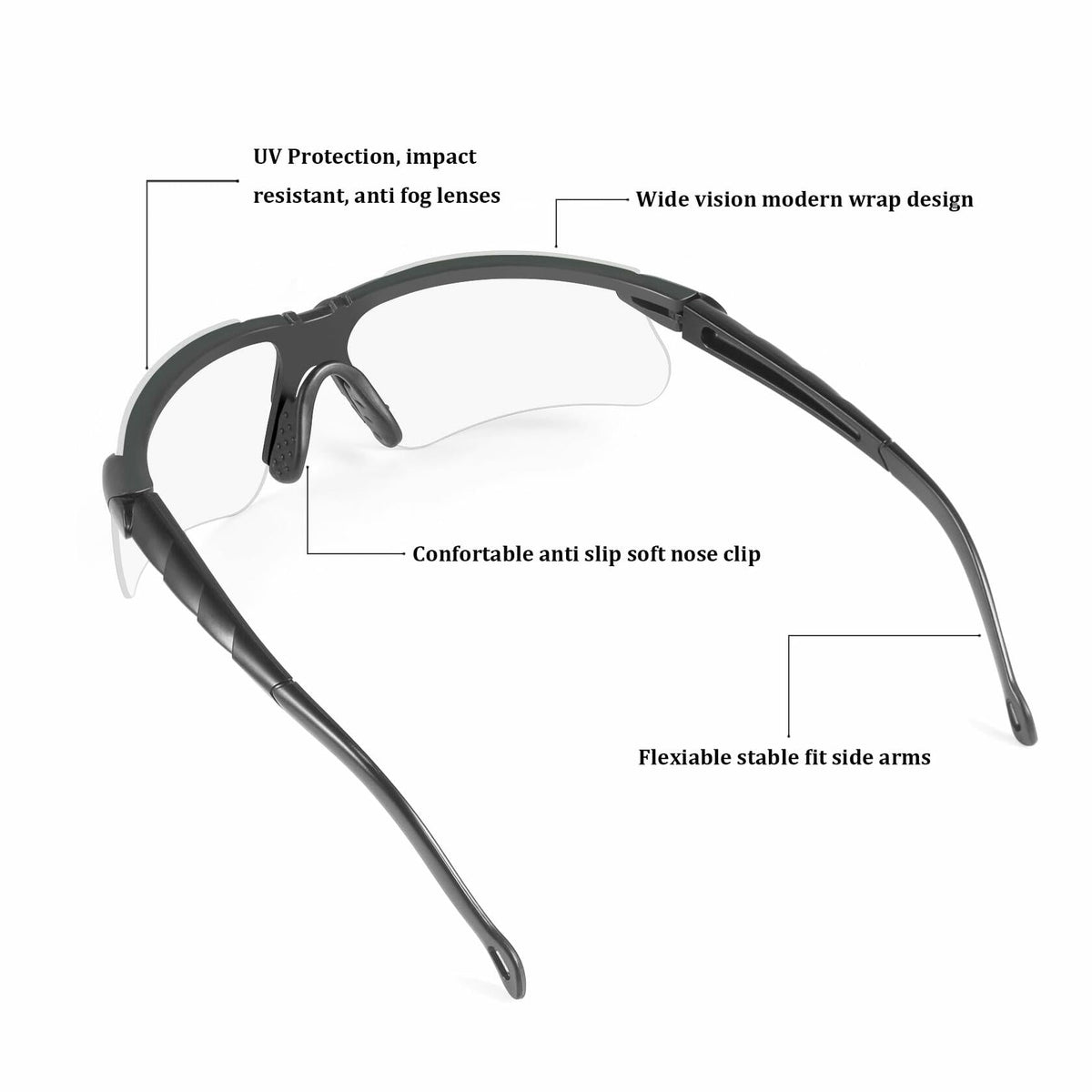 DAXISONN Shooting Safety Glasses Grey Anti Fog Tactical Ballistic Eyewear