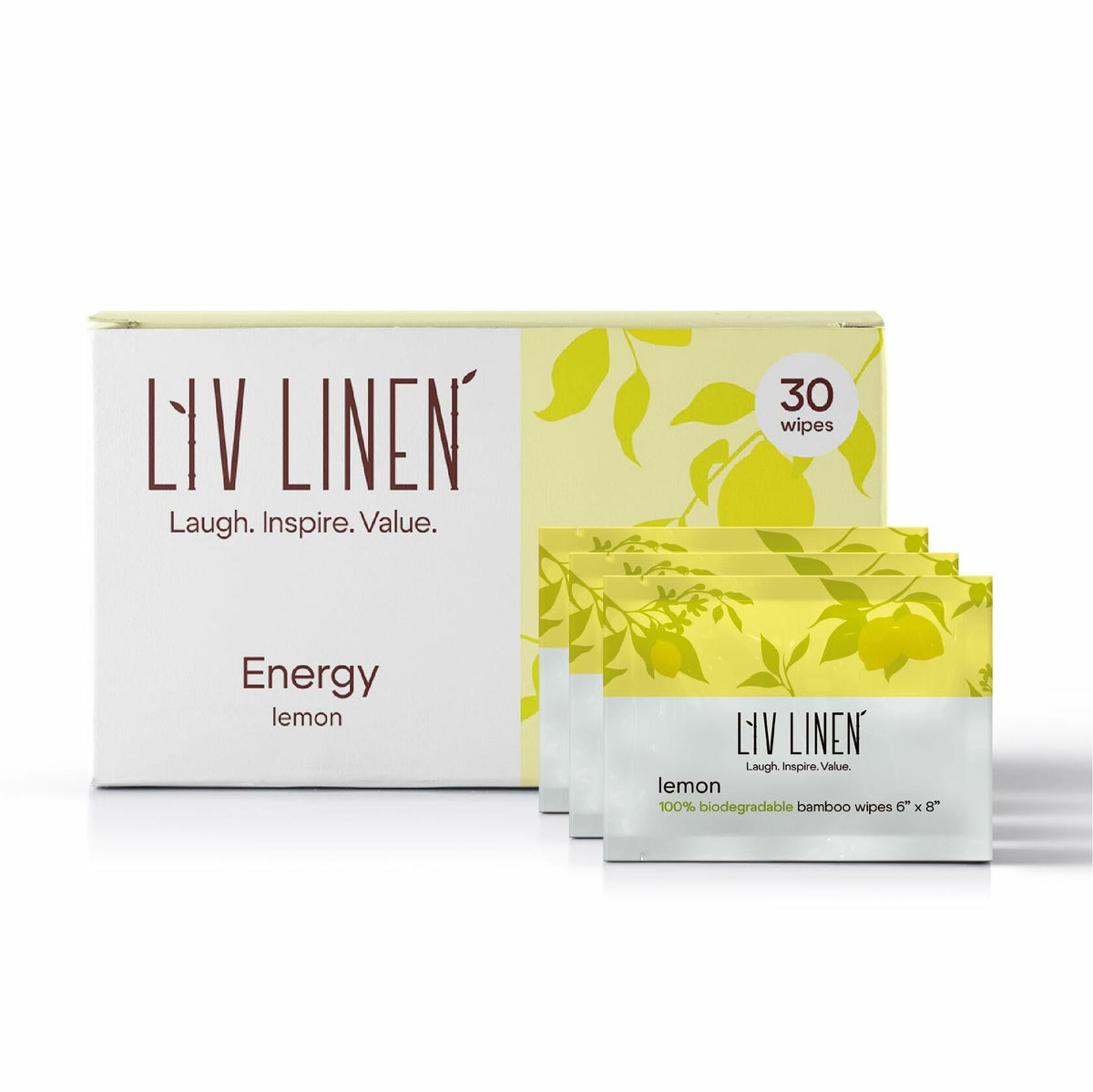 Liv Linen Bamboo Deodorant Wipes Lemon Scent 30 Count