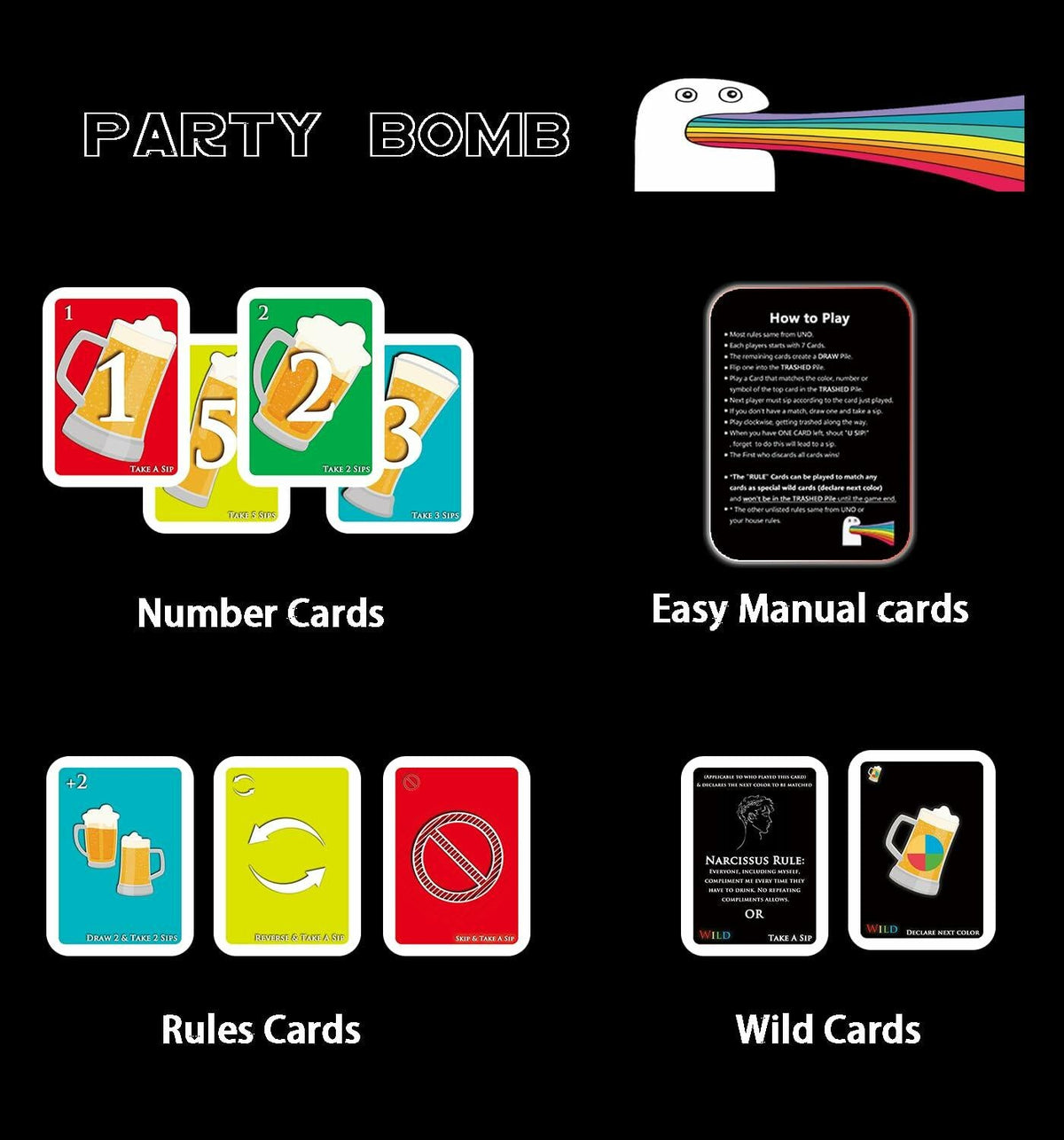 QUEKA KANBAI U SIP! Drinking Game Cards Adult Funny Party Game