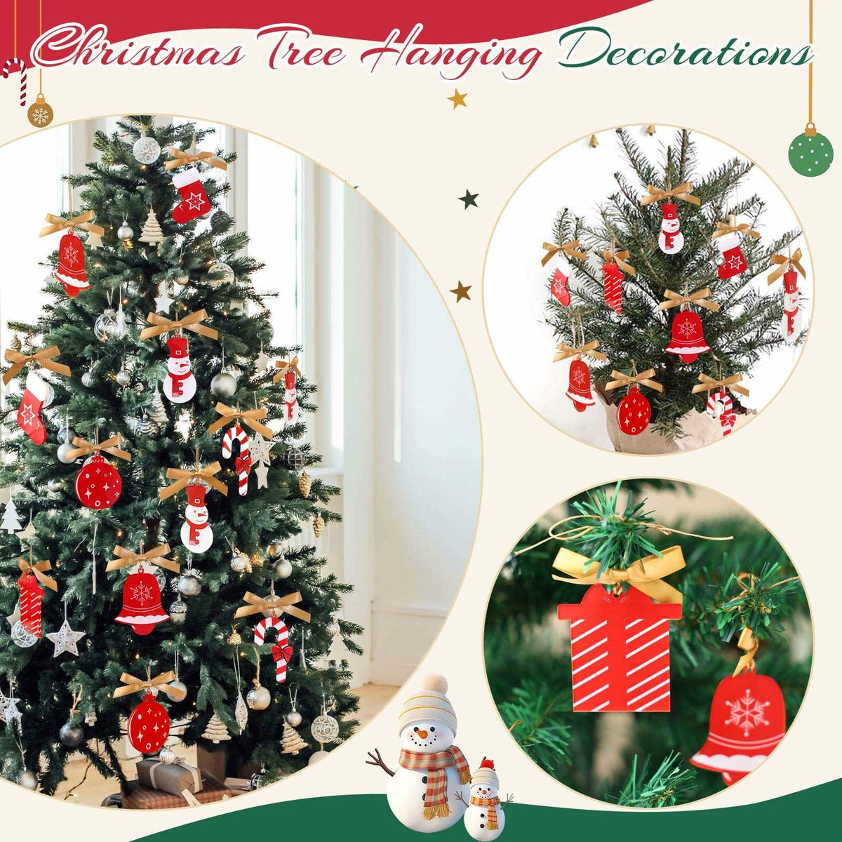 OAOLEER 12 Pack Acrylic Christmas Tree Ornaments Snowman Santa Crafts