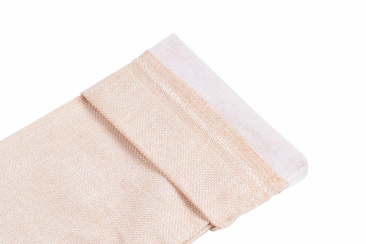 Viamto Burlap Wine Bags Drawstring Lining Beige 15x35cm 10pcs