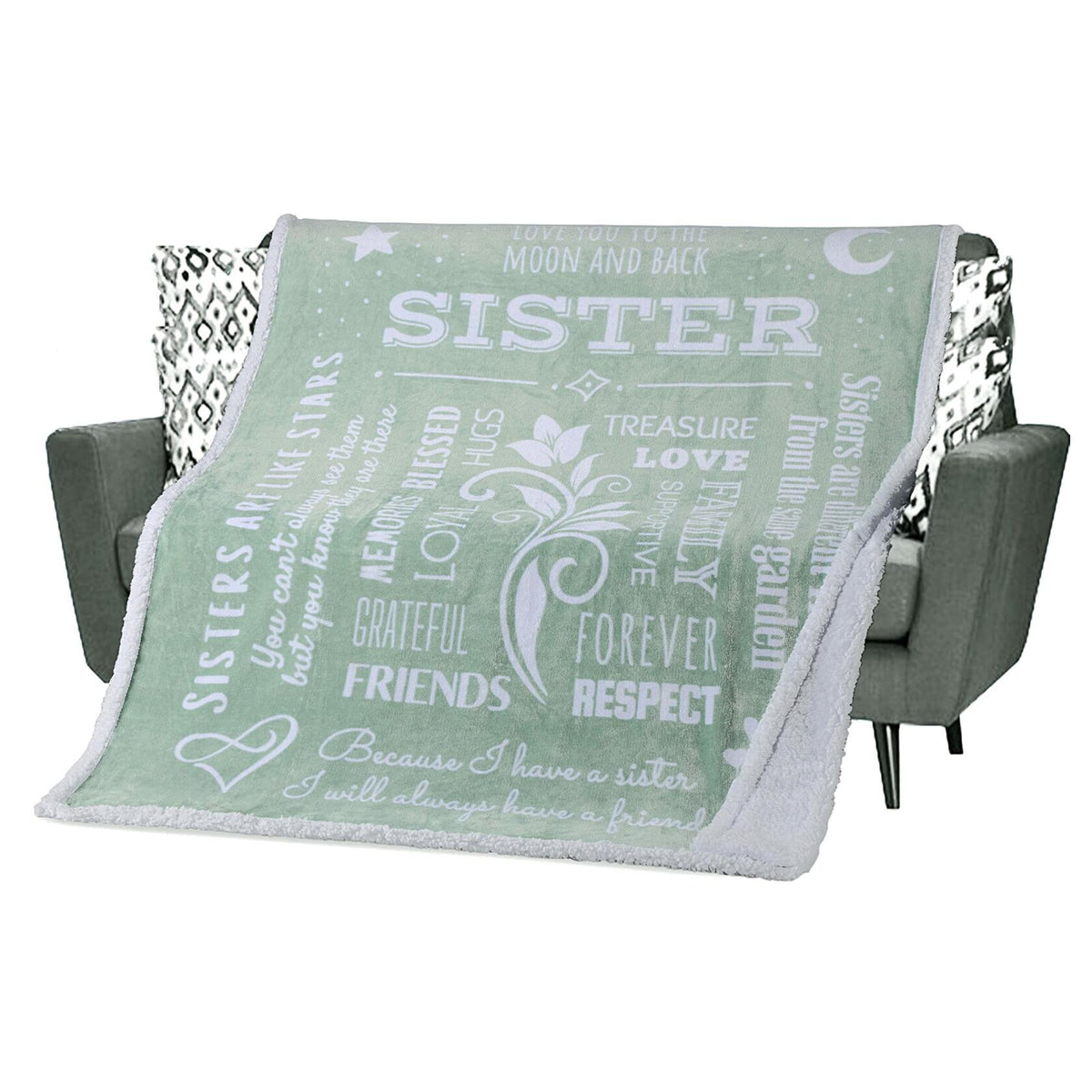 FILO ESTILO Sister Blanket Sherpa 60x50in Sage Green