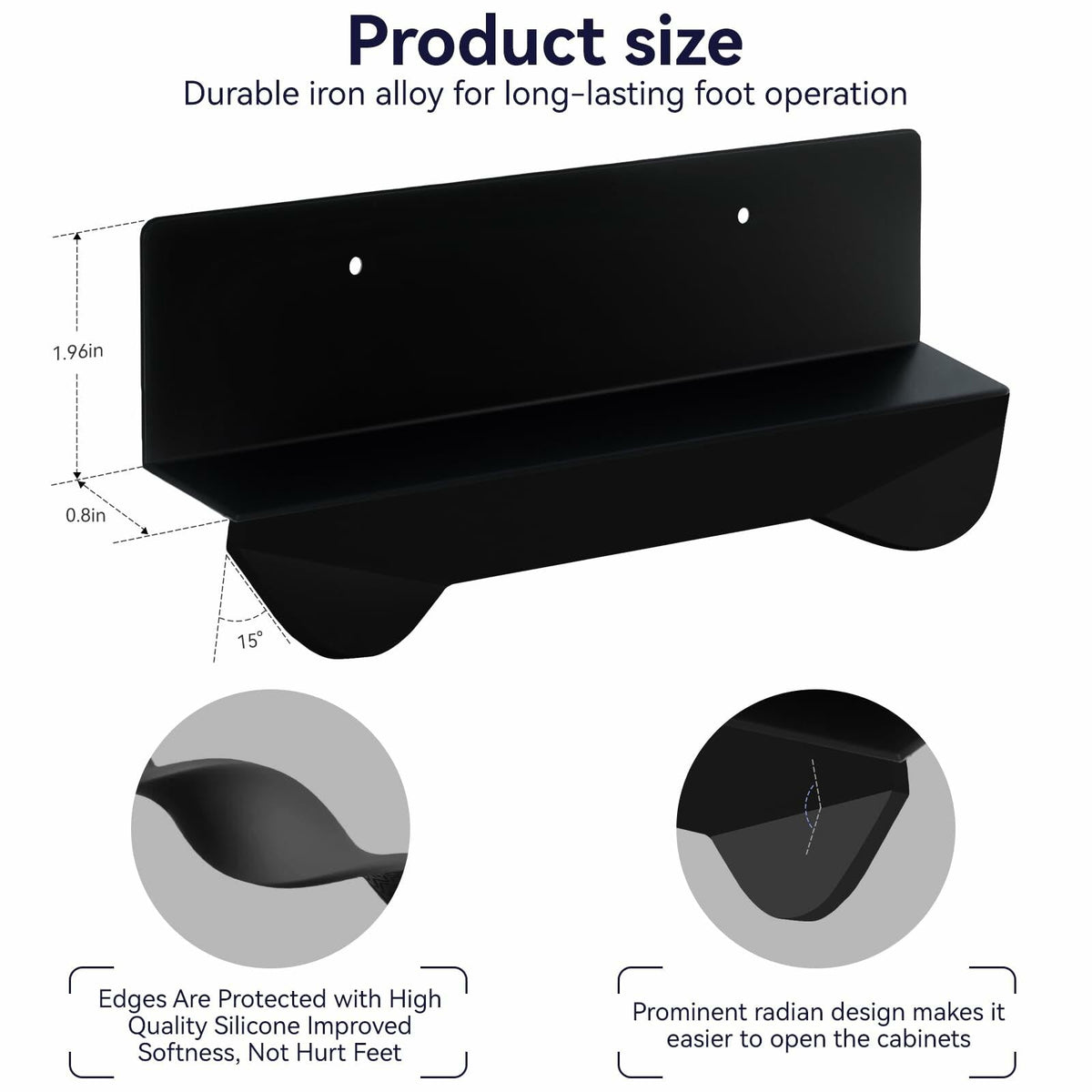 GAODEXIN 3-in-1 Cabinet Foot Pulls 2-Pack Trash Drawer Handle White