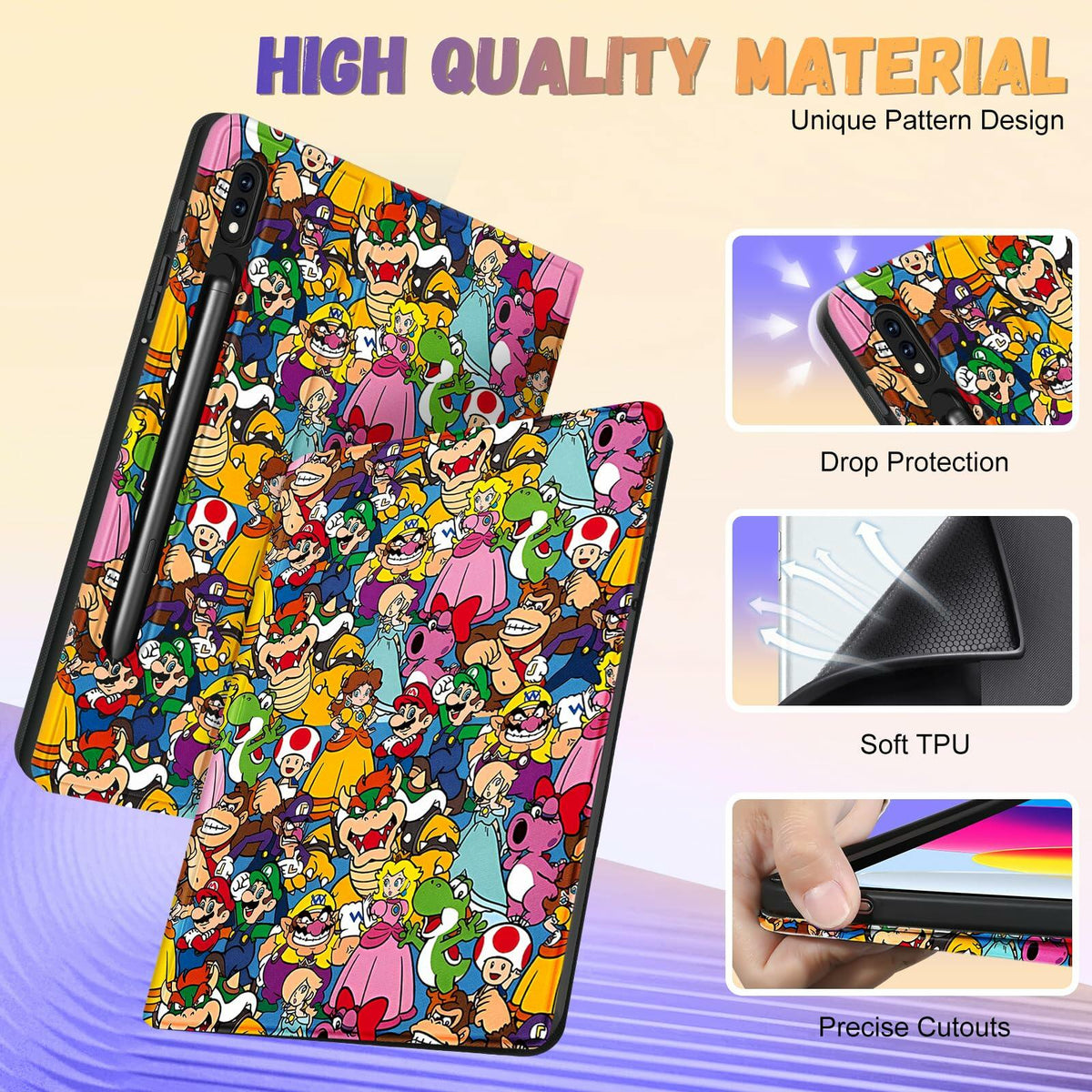 Petonist Galaxy Tab S6 Case 10.5" Cartoon Princess Design for SM-T860/T865