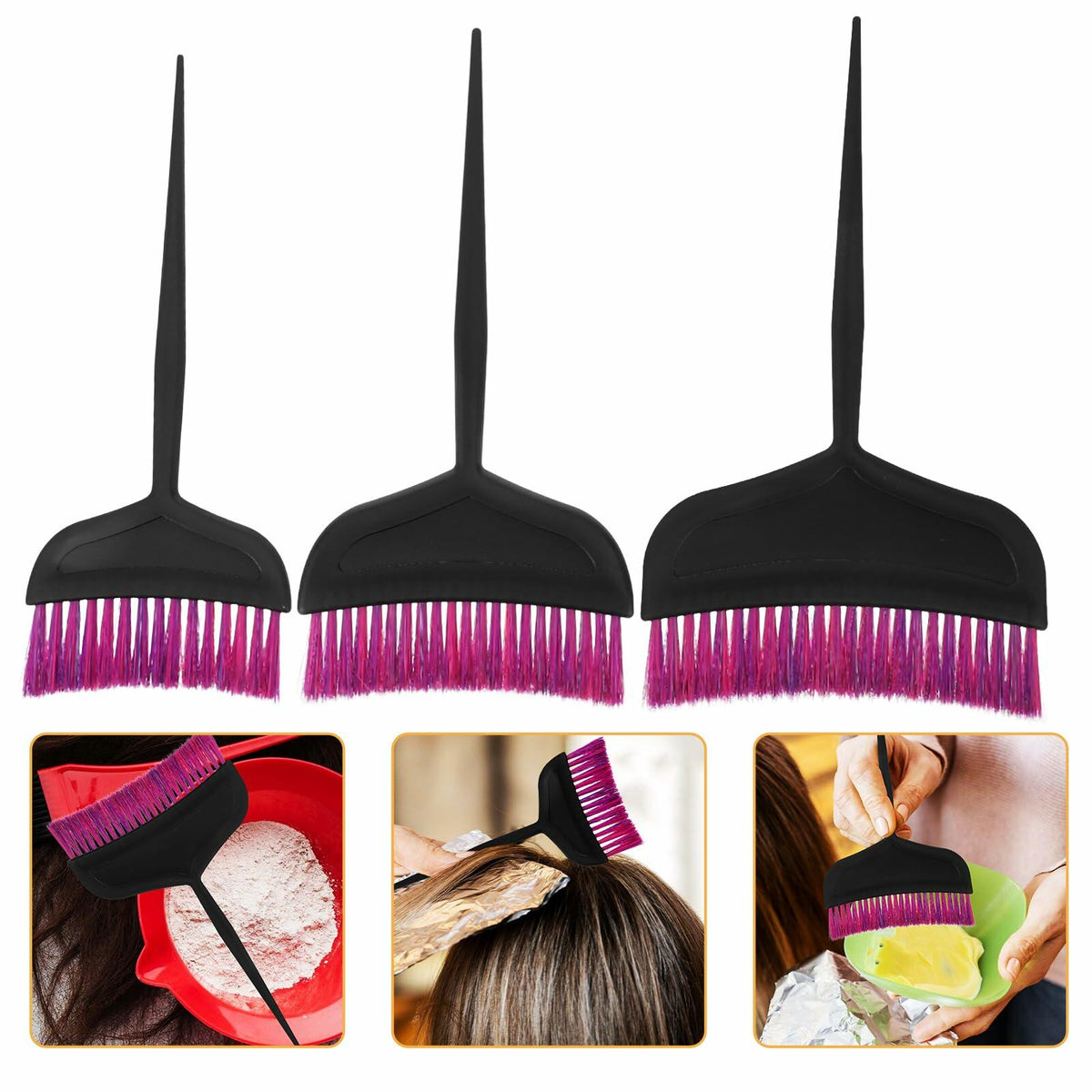 TOVINANNA Hair Dye Kit 3pcs Applicator Brushes Purple 24x14x0.5cm