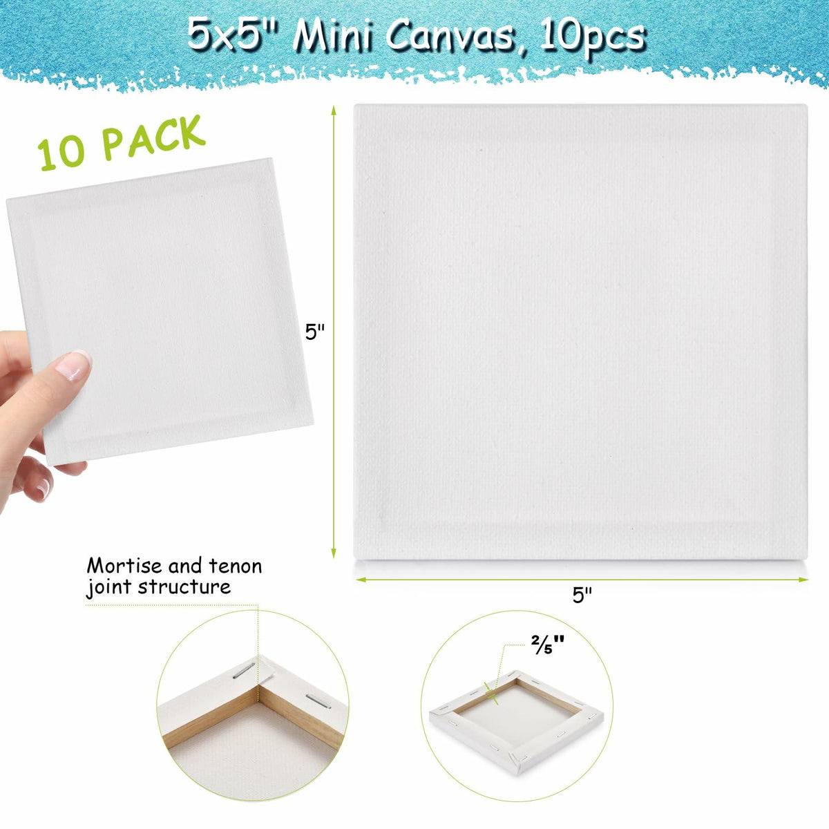 12PCS Mini Canvas and Easel Set 4x4in Cotton Canvases Small Art Stand