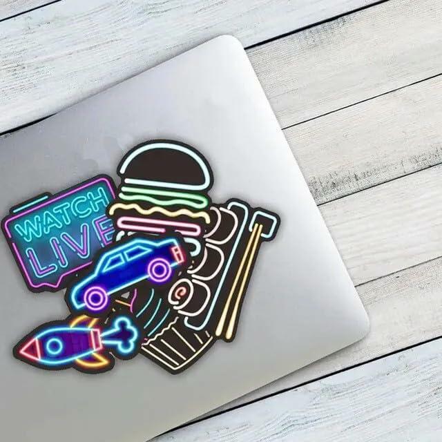 Neon Waterproof Vinyl Stickers Pack 50pcs Multicolor for Laptop Water Bottle