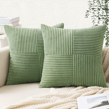 EMEMA Corduroy Throw Pillow Covers 12x20 Rust Pack of 2 Boho Decorative