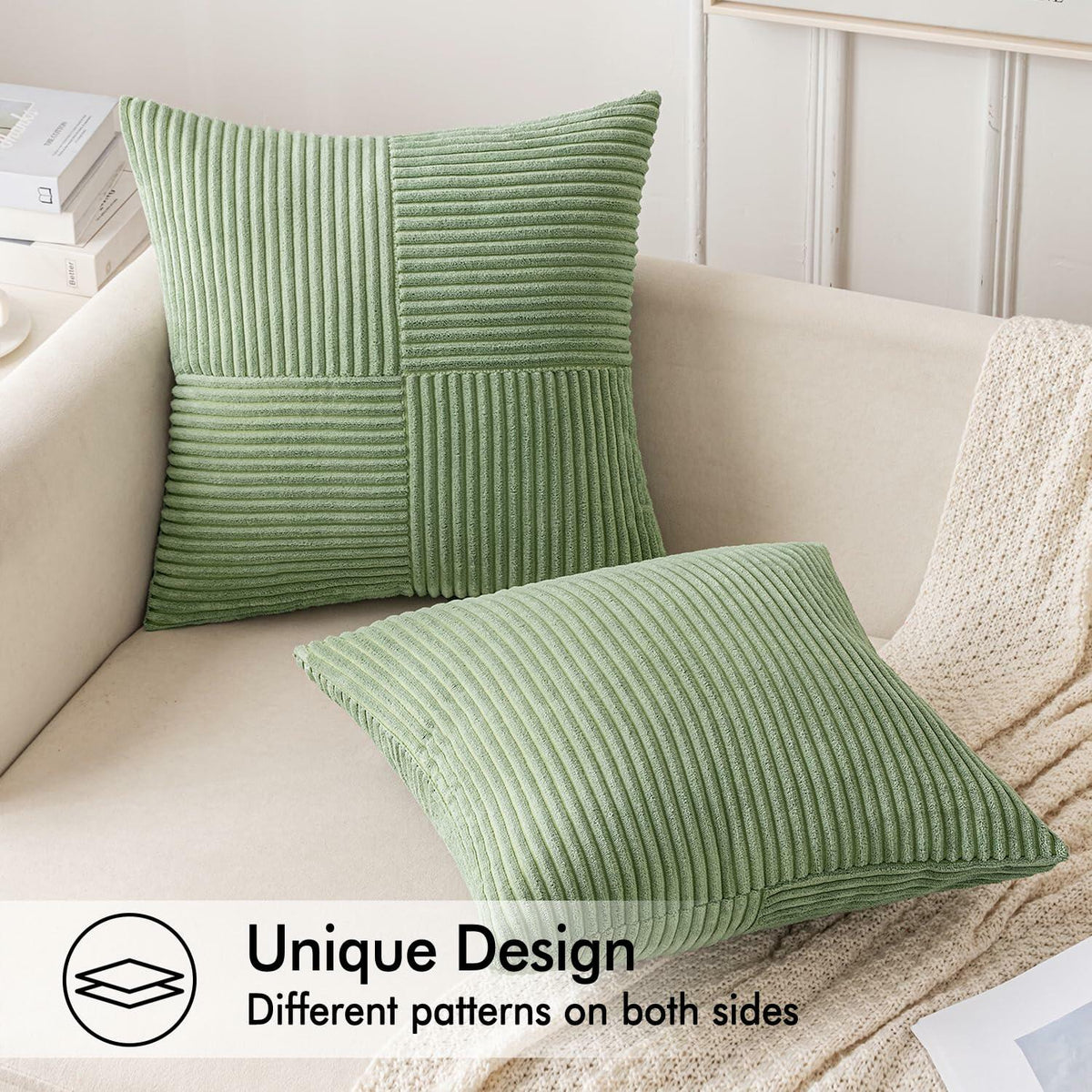 EMEMA Corduroy Throw Pillow Covers 12x20 Rust Pack of 2 Boho Decorative