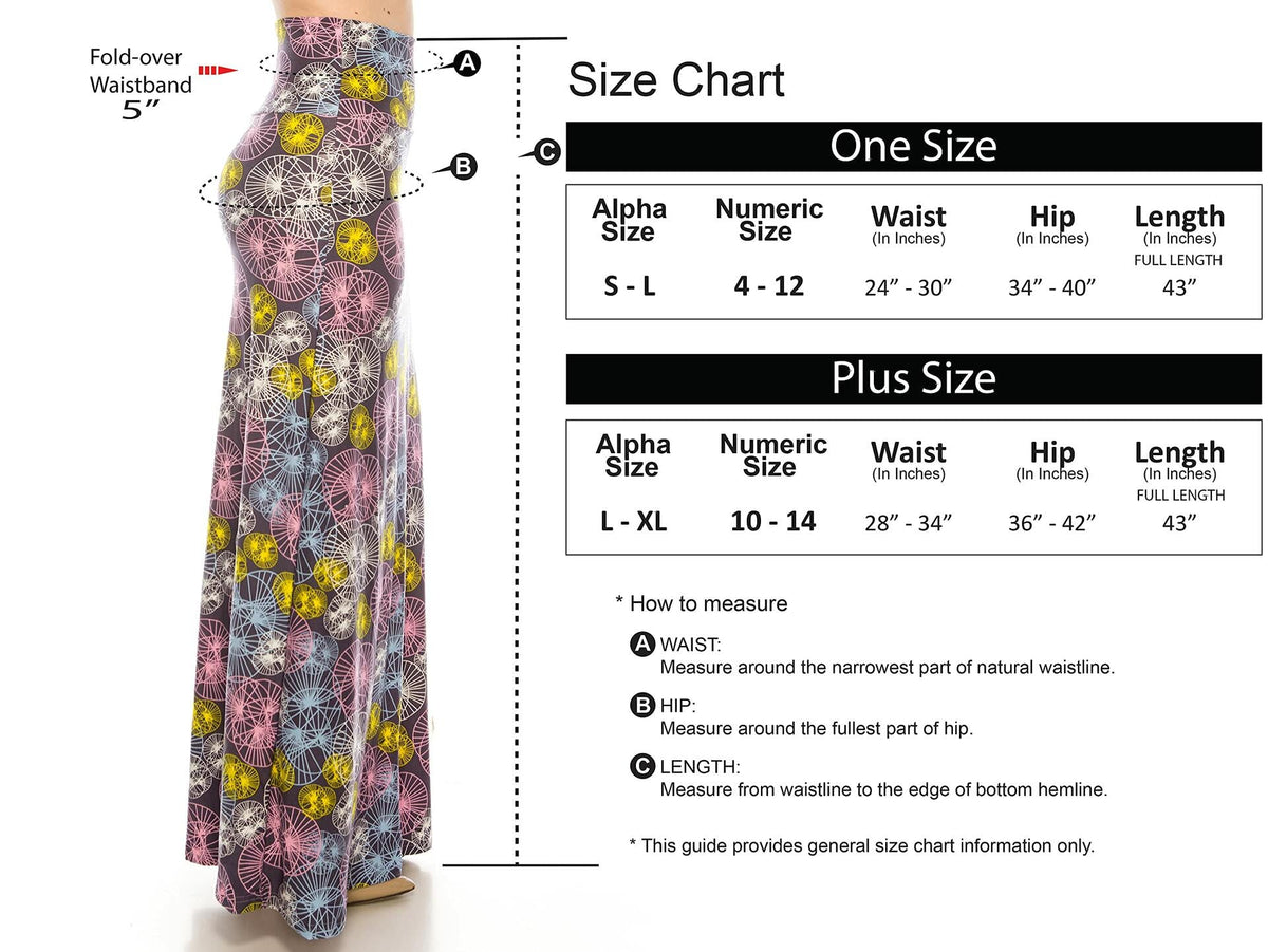 RENESEILLE Women's Long Maxi Skirt High Waist Elastic Waistband OS Size OS