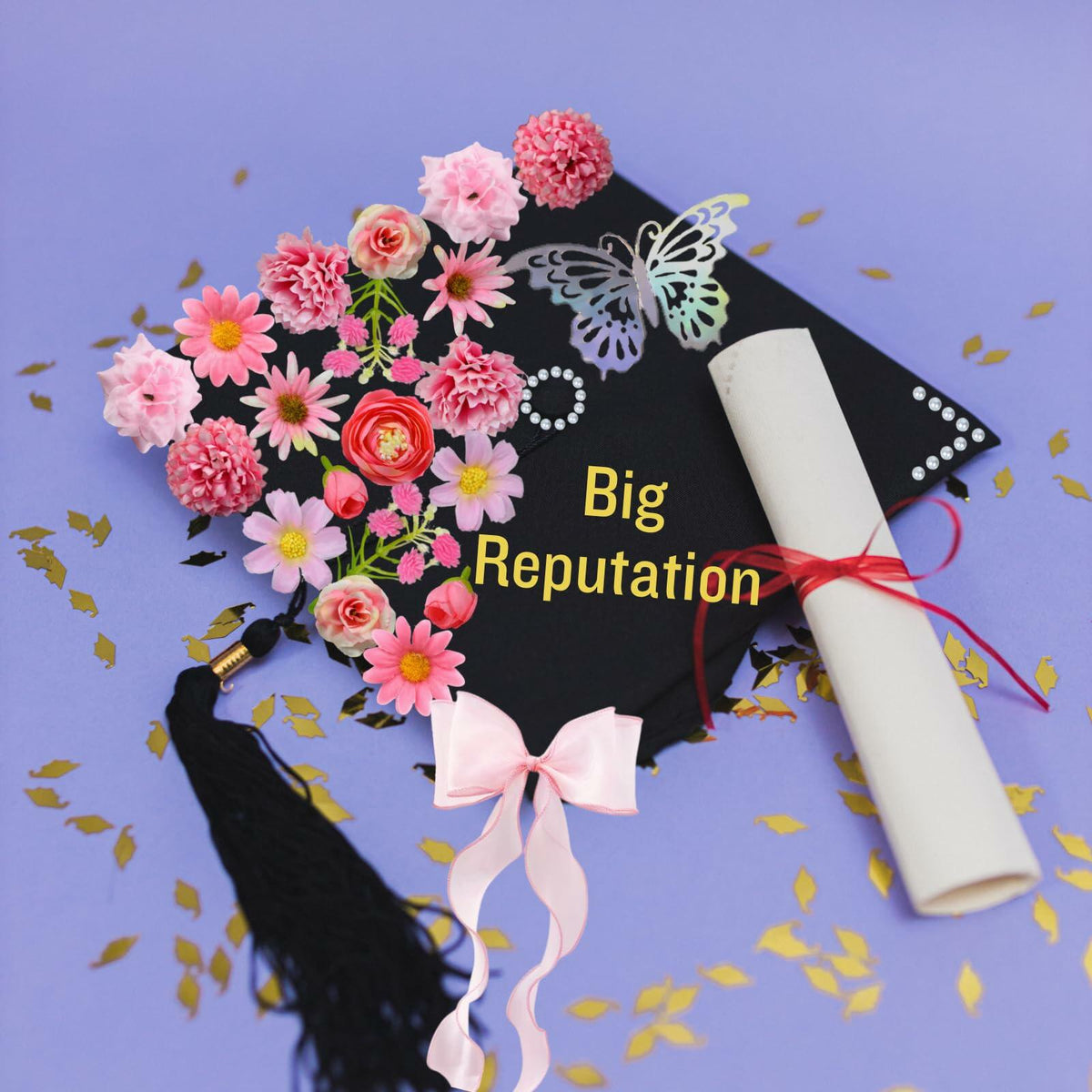 Graduation Cap Decorations 2025 Grad Kit Flowers Butterfly Pearls DIY Set