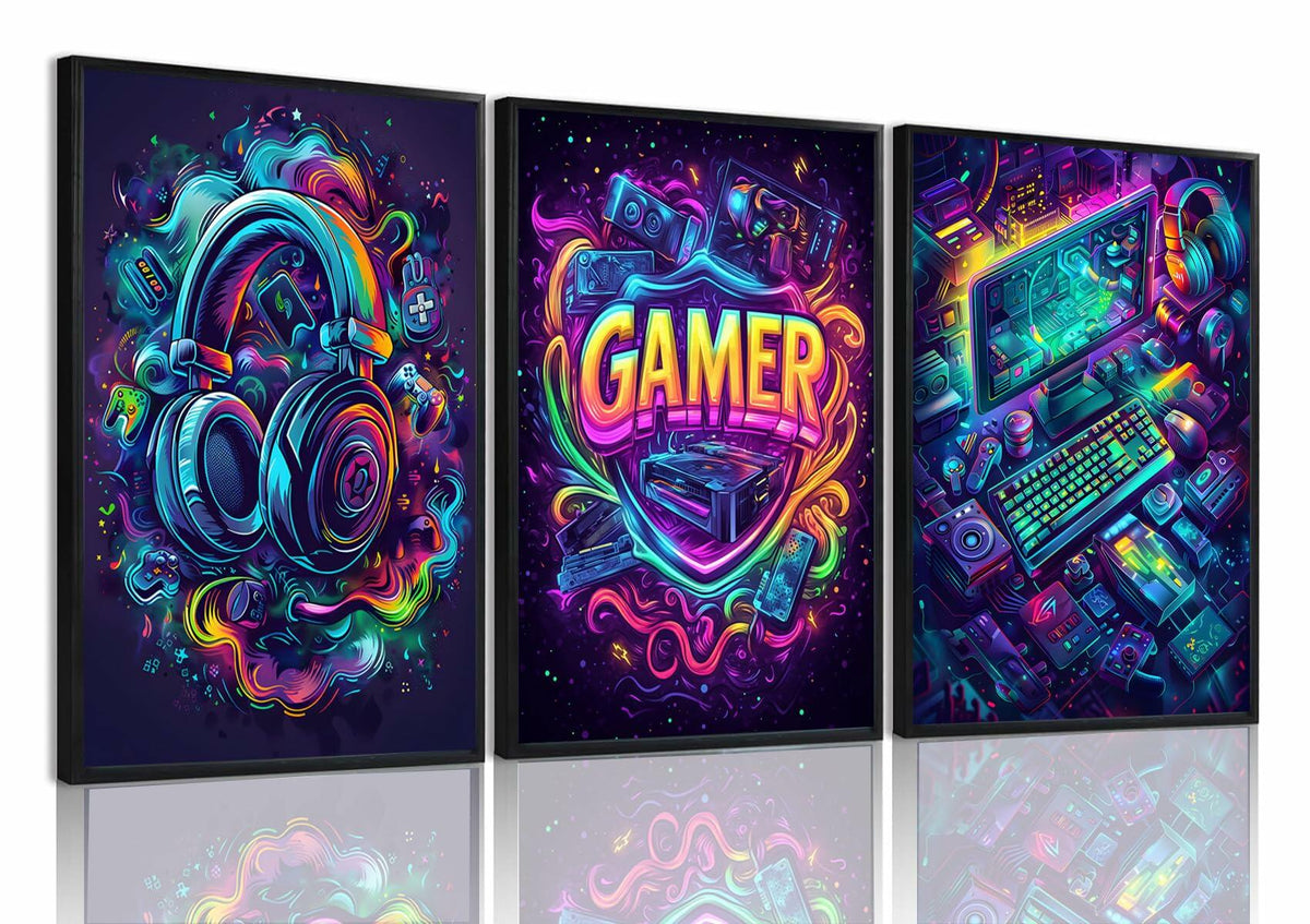 Yolbcdr Gaming Posters Set of 3 Video Game Wall Art 16x24in Unframed