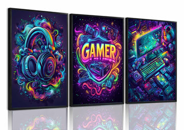 Yolbcdr Gaming Posters Set of 3 Video Game Wall Art 16x24in Unframed