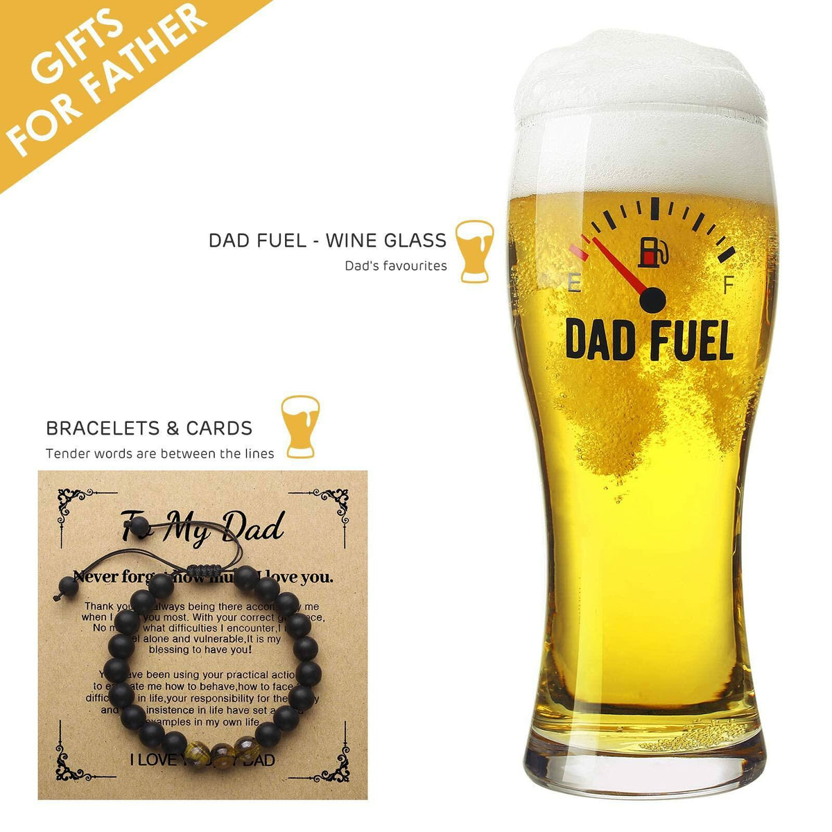 Luka Tech Funny Beer Glass 450ml Unique Father's Day Gift for Dad