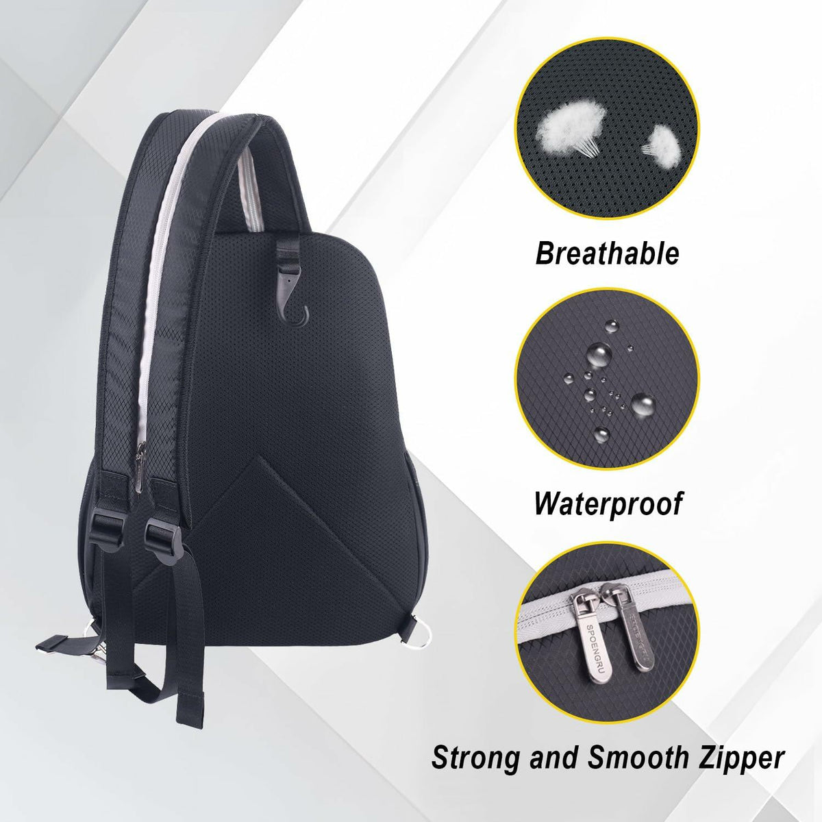 SPOENGRU Small Convertible Sling Backpack Crossbody Bag Black