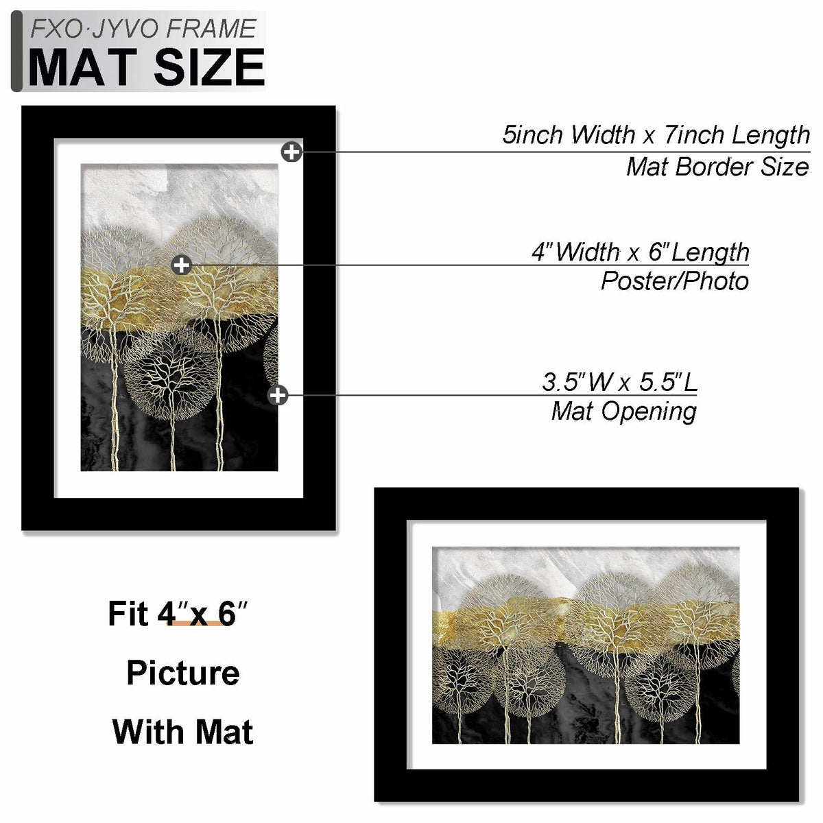 Fxojyvo 5x7 Picture Frame Black Wall Mount Display 1 Pack