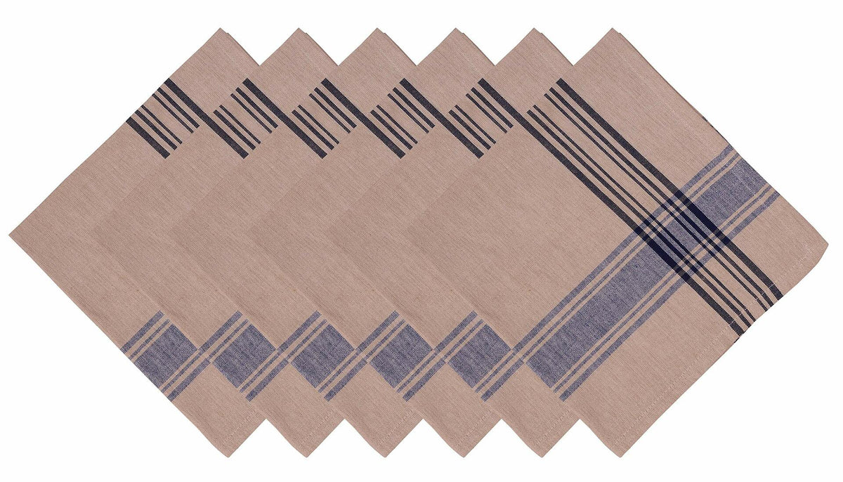 Yourtablecloth Stripe Napkin Set of 6 20x20 Nautical Blue