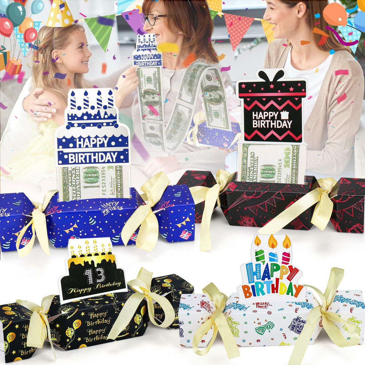 XANGNIER 8pcs Valentine's Day Surprise Money Pull Box Cash Gift Holder