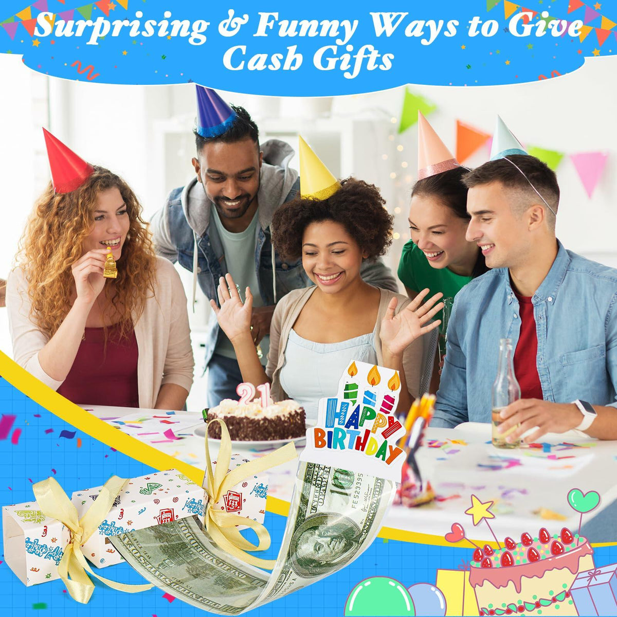 XANGNIER 8pcs Valentine's Day Surprise Money Pull Box Cash Gift Holder