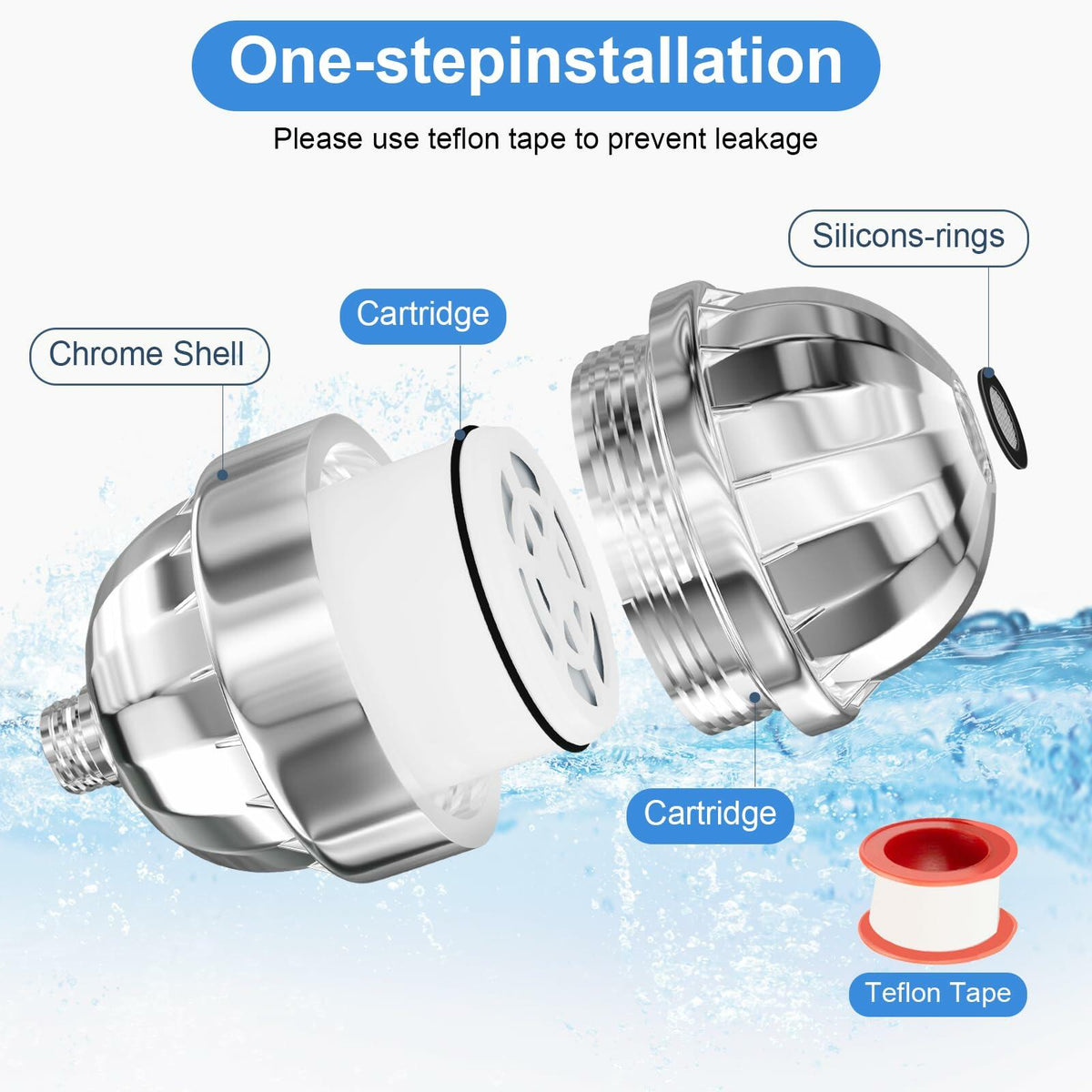 Shower Head Filter Vitamin C Hard Water Remove Chloride Heavy Metals
