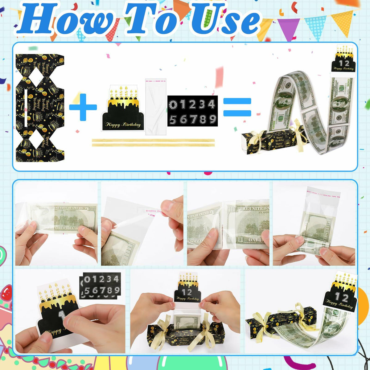 XANGNIER 8pcs Valentine's Day Surprise Money Pull Box Cash Gift Holder