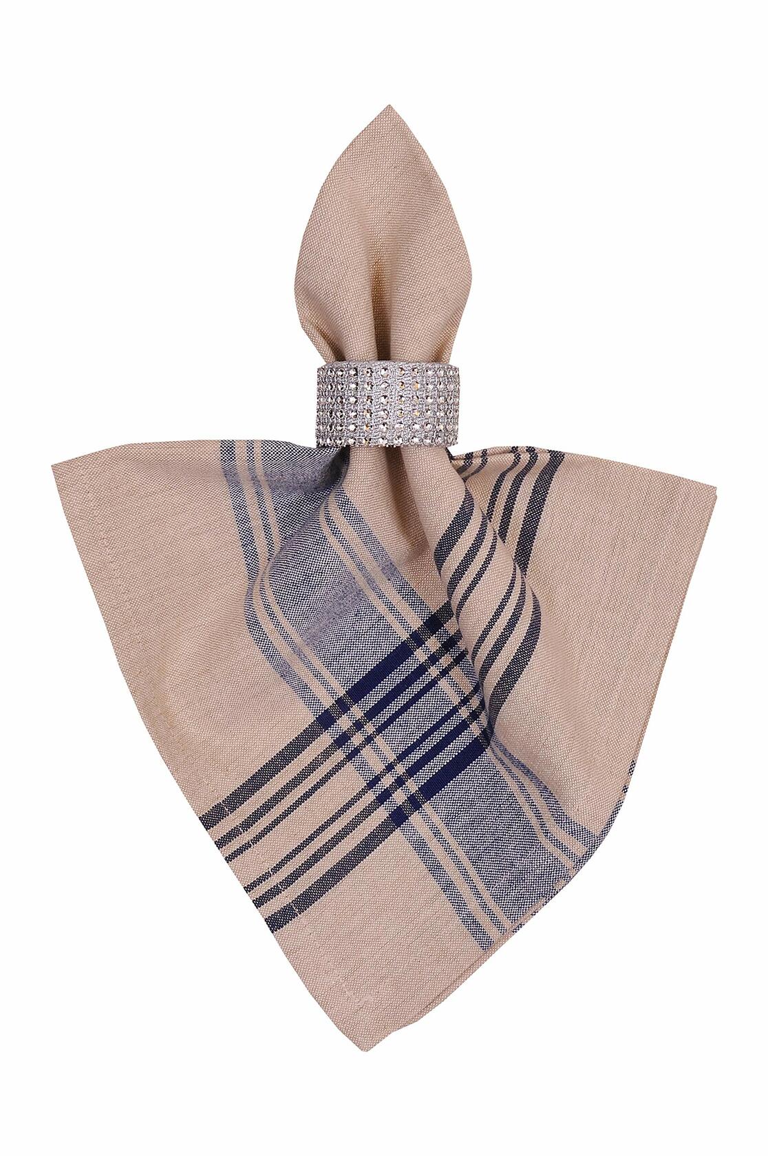 Yourtablecloth Stripe Napkin Set of 6 20x20 Nautical Blue