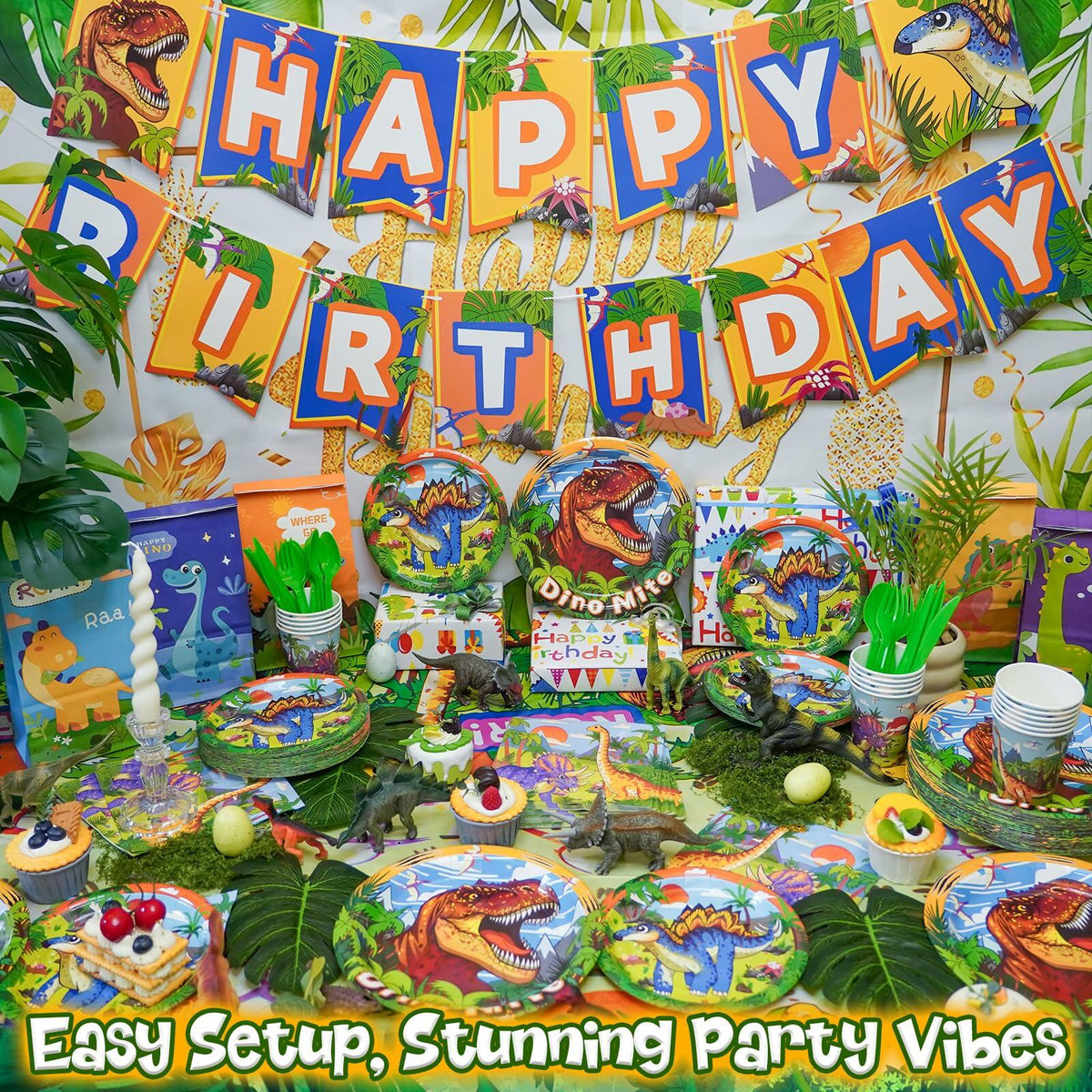 Daidle Unicorn Birthday Party Supplies Kit Banner Tableware for 24 Guests