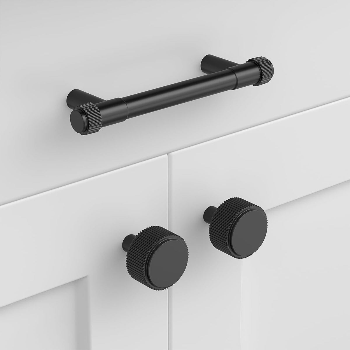 homdiy 10 Pack Matte Black Cabinet Handles 5 Inch Hole Center Zinc Alloy