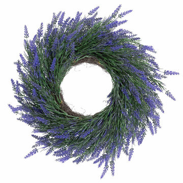 JUST FOR PARTY 18" Lavender Wreath Purple Artificial Spring Summer Decor