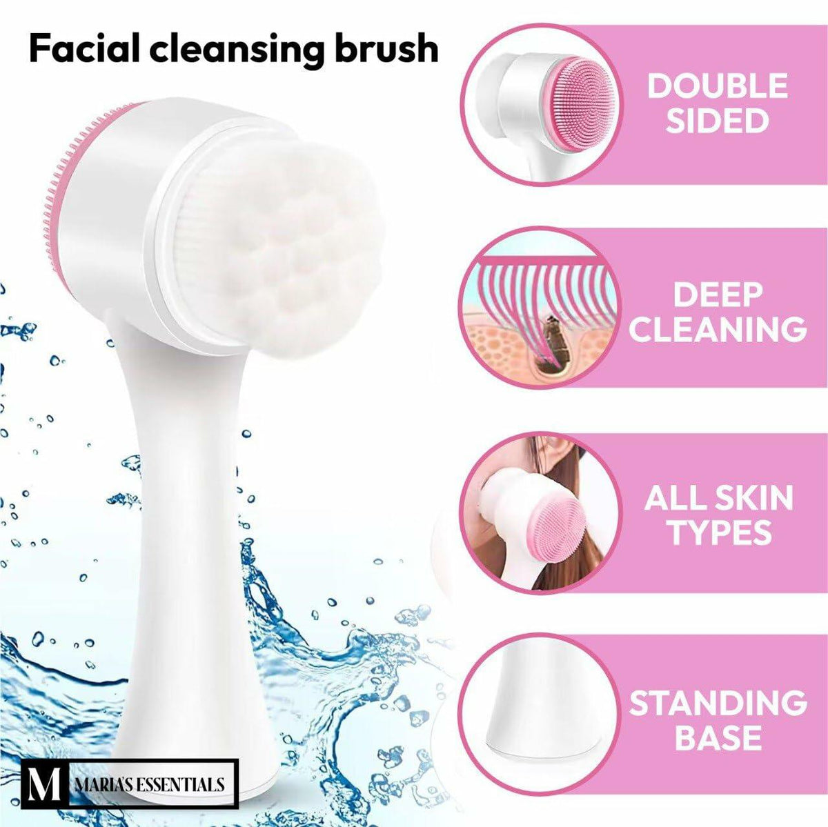 MARIA'S ESSENTIAL Makeup Bag Dual Facial Brush Medium Travel Organizer