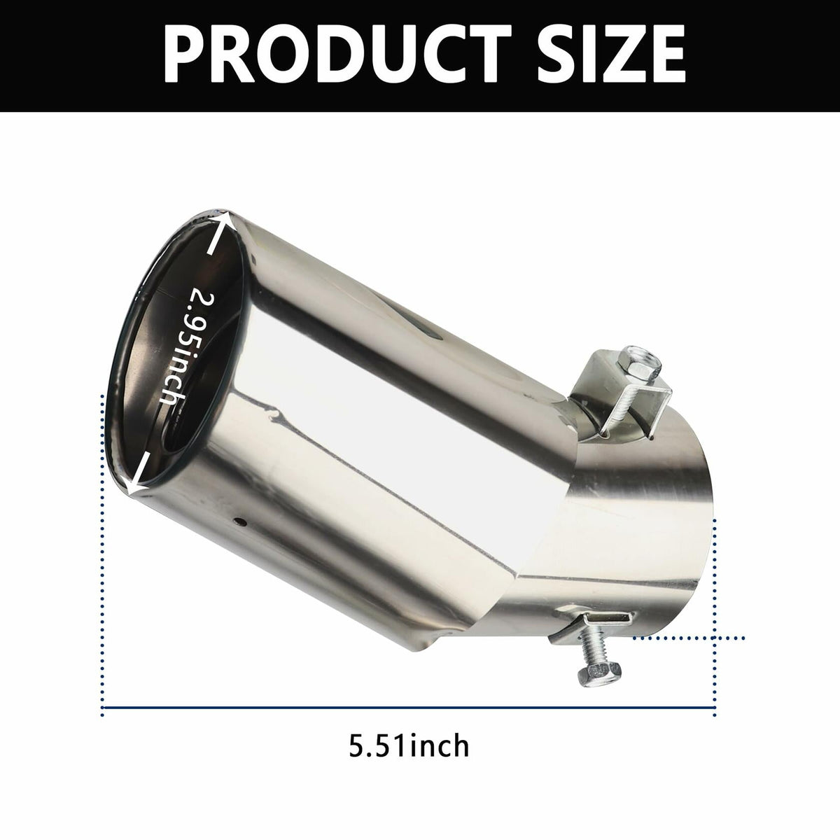 IHOTDER Stainless Steel Car Exhaust Tip 5.5'' Length Bolt-On Bright Silver