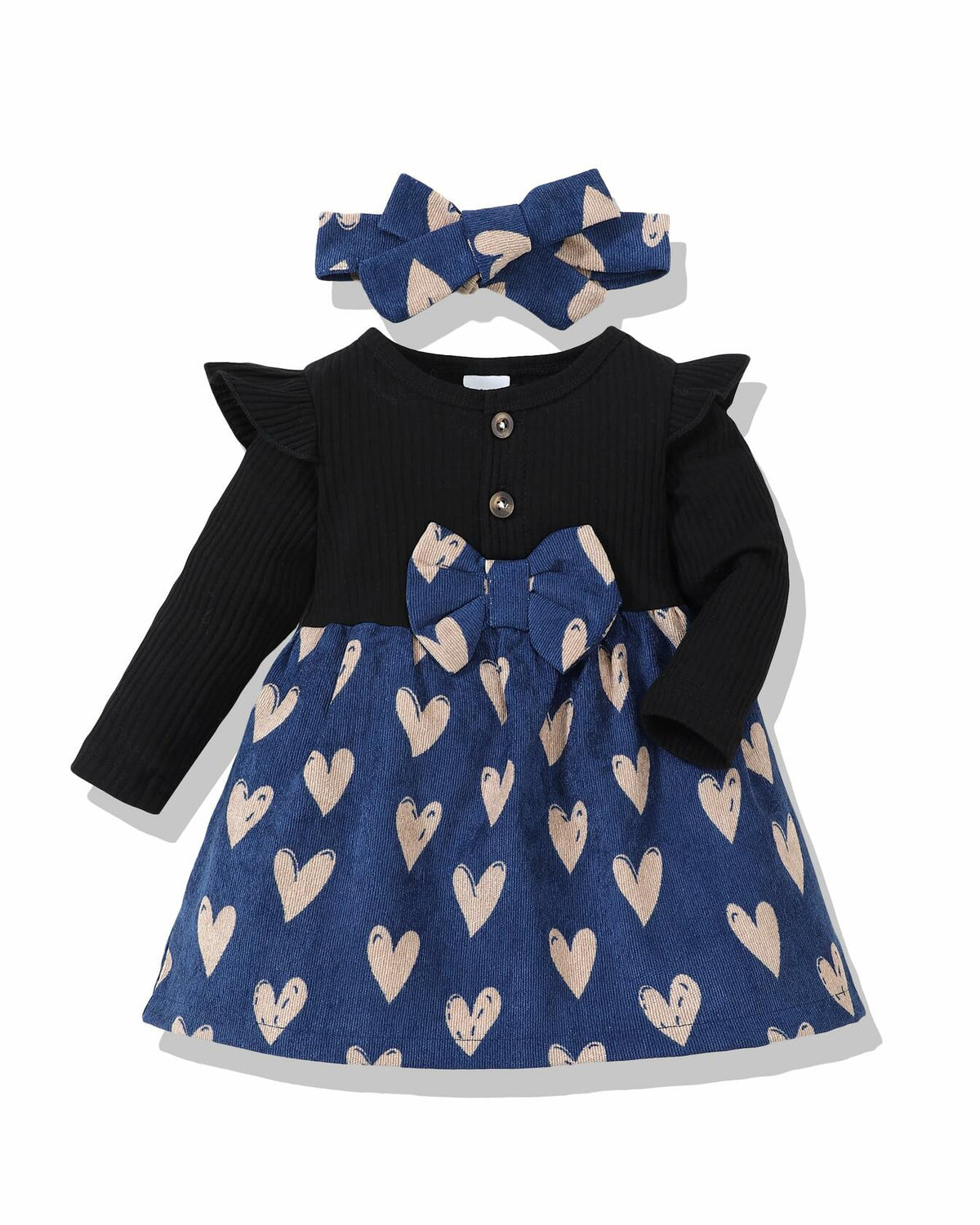 Baby Girl Halloween Dress Ribbed Ruffle Long Sleeve Brown Pumpkin Size 3-6M