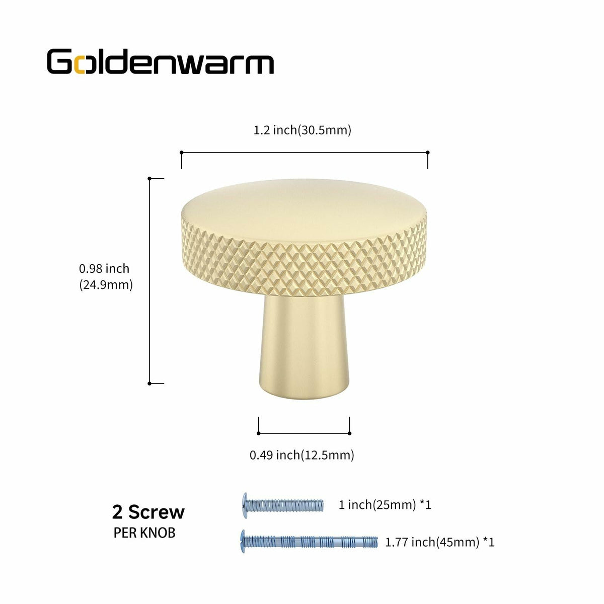 goldenwarm 5 Pack Gold Aluminium Alloy Cabinet Knobs for Drawers