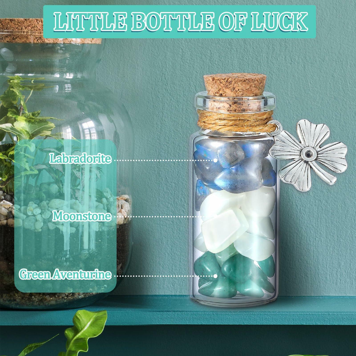 Reallnaive Good Luck Crystal Gemstone Bottle Souvenir Gift 0.13lb