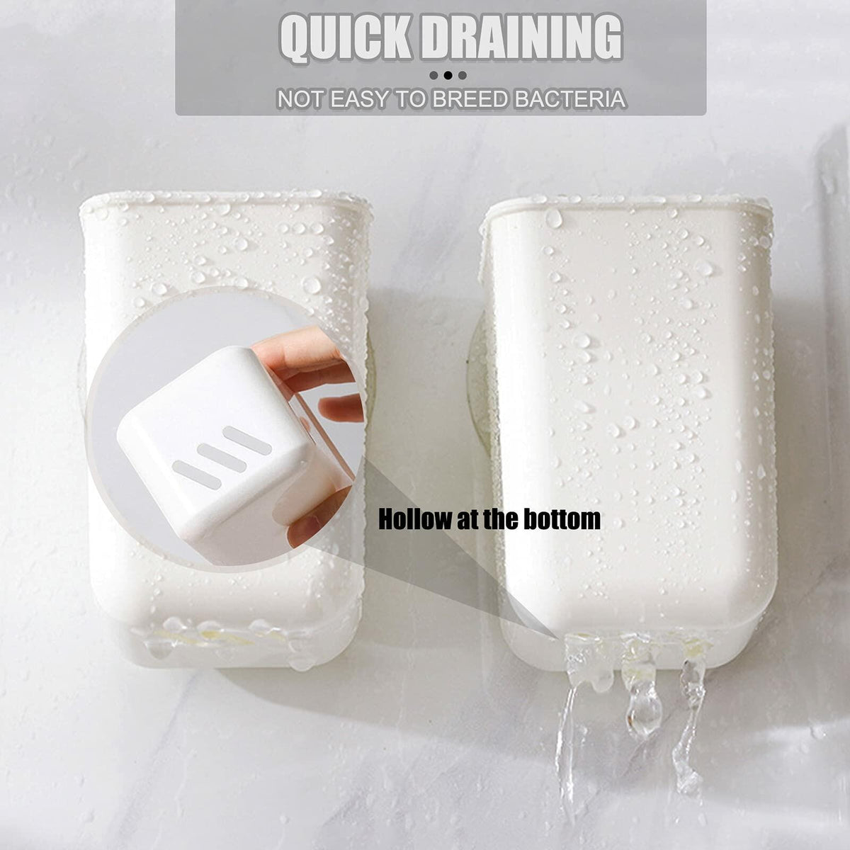 ORIJOYNA 2 Pack Wall Mounted Self-Adhesive Toothbrush Holder White